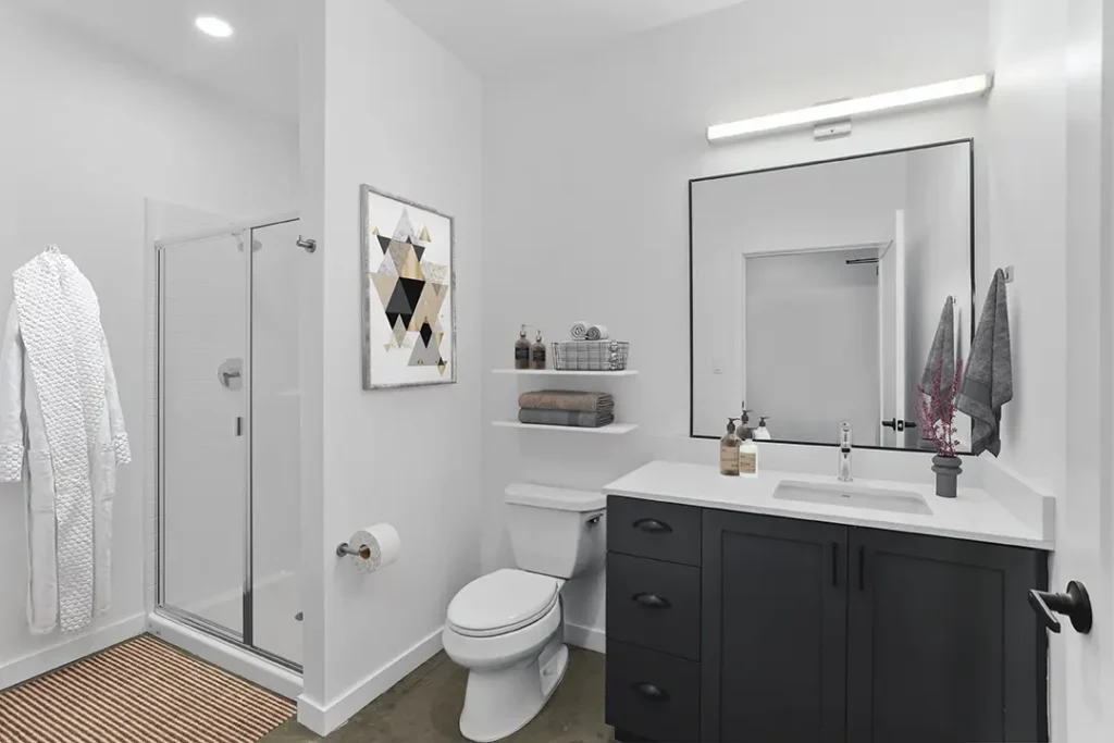 bathroom with glass shower stall